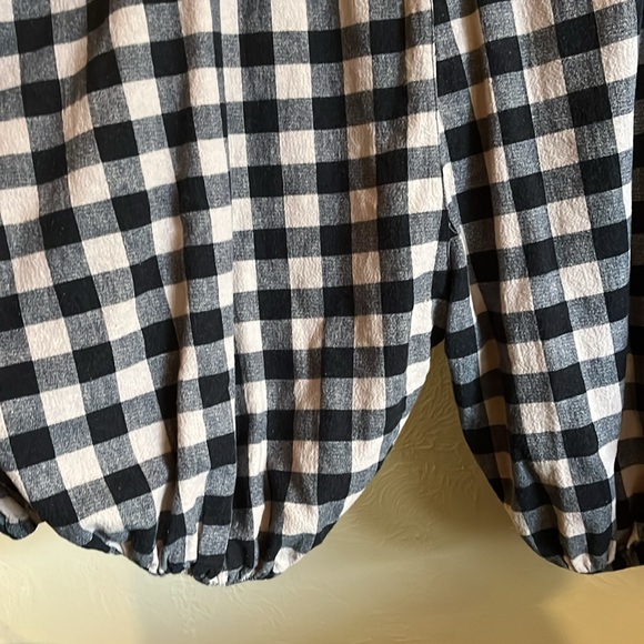 Oversized BOHO Overalls, black and tan plaid. Size L/XL. - Picture 3 of 3